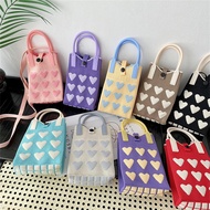 Fashion Bag Love Heart Bag Knitted Bag Cute Bag Mini Mobile Phone Bag