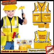 RUNNY Construction Worker Costume for Kids Belt Construction Hat and Costume Vest Kid Builder Career