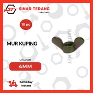 (10pcs) 4mm Ear Nuts - 4mm Wing Nuts - Butterfly Nuts