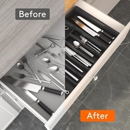 Expandable Cutlery Organizer Drawer Organizer Plastic Container Utensils Storage Adjustable Drawer