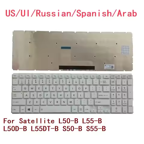 % New US UI Russian Spanish Arab Laptop Backlit Keyboard Satellite L50-B L55-B L50D-B L55DT-B S50-B 