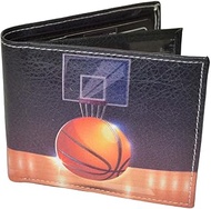 Leatherboss Printed Basketball Hoop Hardwood floor Sports Bifold Credit Card Cash Holder Wallet with