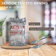 BK888 CLEAR STG SPOON KCS PUDDING SPOON/ ICE CREAM SPOON/ 50PCS CLEAR PUDDING SPOON/