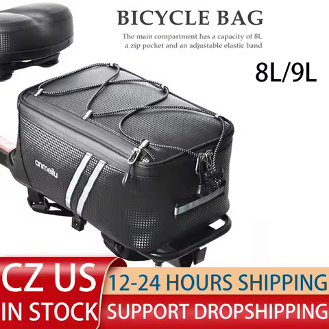 8L Motorcycles Bag Trunk Bag PU Waterproof Bicycle Trunk Bag Cycling Rack Pack Bike Rear Bag Frame A