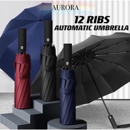 Aurora Official SG Seller READY STOCK 12 Ribs Umbrella Automatic Umbrella Lightweight Windproof Large Umbrella Auto Open