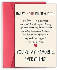 OJsensai Sweet 65th Birthday Card for Husband Wife, Funny 65 Birthday Gifts for Women Men, Best Gift