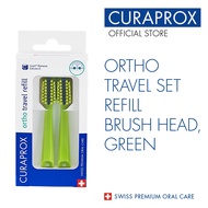Curaprox Ortho Travel Set Spare Brush Head for CS 5460 Ortho, Green, 2 Pcs (For Braces Care)