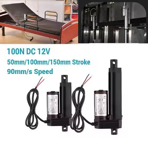 DC12V 100N Linear Actuator 90mm/s Speed 50mm 100mm 150mm Stroke mini motor 12v small appliances For 