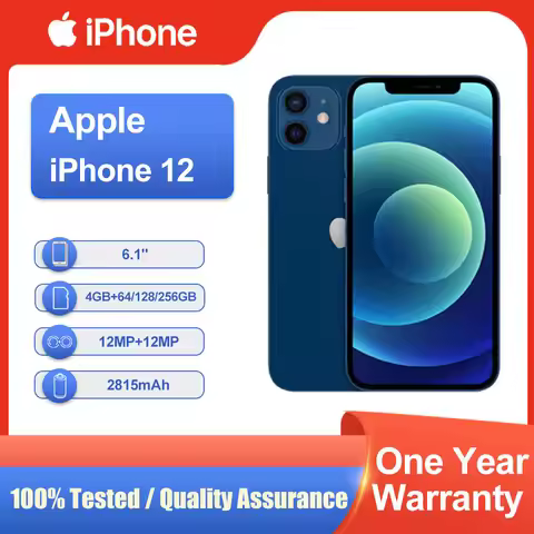 Original Unlocked Apple iPhone 12 4GB RAM 64/128/256GB ROM Used 6.1" Face ID NFC Super Retina XDR Fa