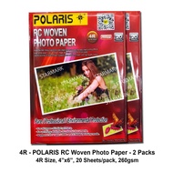 Polaris RC Woven Photo Paper Papers 4R Size, 4x6 inches, 20 Sheets / Pack, 260gsm - 2 Packs
