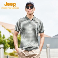 Jeep Official Store Men's Quick-Dry Stripe Polo Shirt - Summer Casual