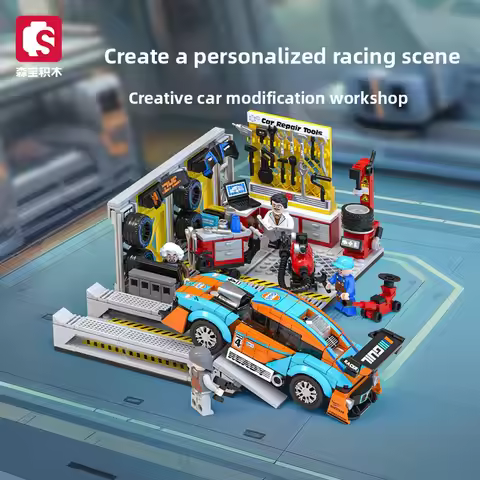 Cross-border SEMBO Car Modification/Fighter Jet Production Line Scene Kits|Wholesale High-Quality DI