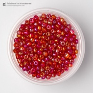Sand Beads Size 4 Mm. Ruby Iridescent Transparent Rainbow Tinted