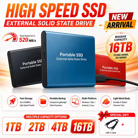 1TB External Hard Drive Wear Resistant Portable Carry Design Hard Disk 1TB SSD Hard Drive For PC MAC
