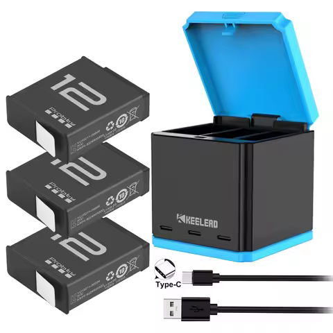 Enduro Rechargeable Battery For GoPro 12 Hero12 1850mAh 3 Slots Storage Charger Box For GoPro Hero 1