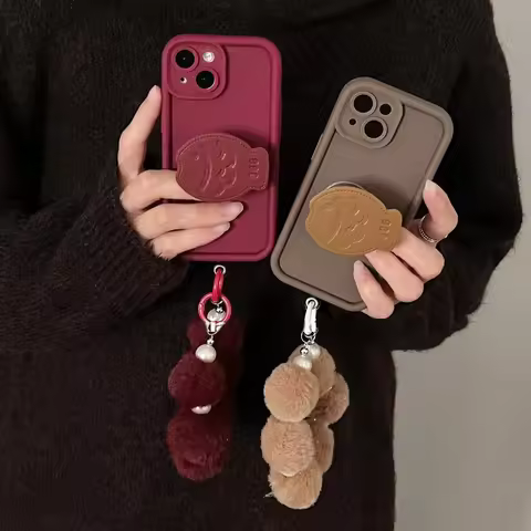 3D Taiyaki Fish Stand Plush Bracelet Phone Case For OPPO Reno 13F 12F 11F 8 10 11 12 13 Pro 5G Reno