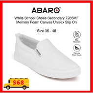 Slip-On White School Shoes Secondary 7285MF Memory Foam Canvas Unisex Abaro