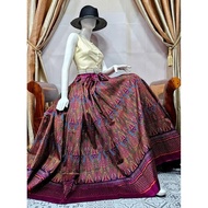 Silk Sarong 3-Shuttle 49-Piece Fabric 60 Baht Size 1x2 Meters Palace Door Pattern Classic Tone Code 