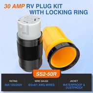 50AMP RV Power Cord Twist Lock Plug with Boot Locking Cover 50A Power Connector Kit 125/250V Female 