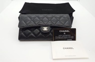 ［全新］Chanel黑色荔枝皮淡金扣長銀包 Chanel Classic Flap Caviar Calfskin Long Wallet