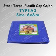 A3 PLASTIC TARPAULIN Size 6X8 Meters Cap Gajah Brand
