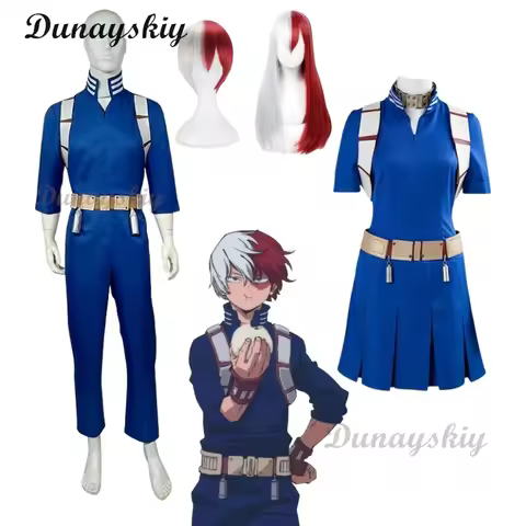 Todoroki Shoto Anime Cosplay Costume Jumpsuits Straps Prop Belt Wig Halloween Party Play Clothing fo