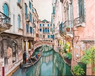 ภาพวาดเมืองเวนิส 40x50 ซม.สีน้ำมันบนผ้าใบ ภาพวาดทิวทัศน์ ภาพวาดเมืองเวนิส ภาพวาดต้นฉบับจริง