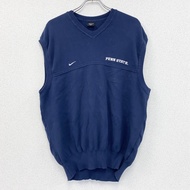 90年代Nike棉質針織背心，復古款，搭配Swoosh標誌，藏藍色，L碼