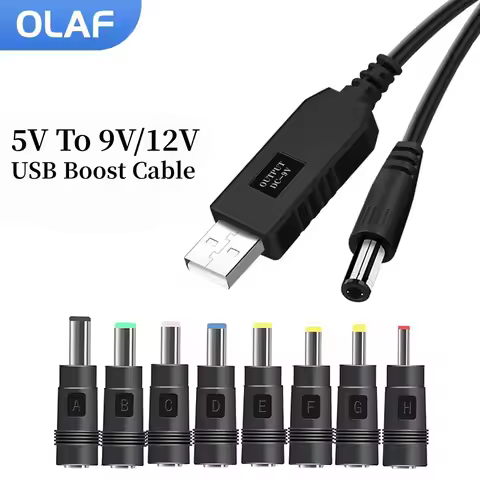 OLAF WiFi to Powerbank Cable Connector DC 5V to 9V/12V USB Cable Boost Converter Step-up Cord for Wi