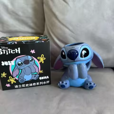 Disney Anime Lilo&Stitch Ceramic Stereoscopic Water Cup Stitch Office Milk Coffee Mug Cartoon Vase O