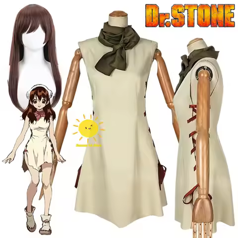 Anime Ogawa Yuzuriha Cosplay Dr.Stone Cosplay Costumes Dress Scarf Ogawa Yuzuriha Suits Wig Hallowee