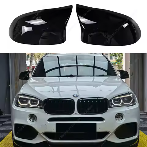 2pcs M Style Gloss Black Rear View Mirror Cover Caps Trim Shell Frame For BMW X4 F26 X5 F15 X6 F16 3