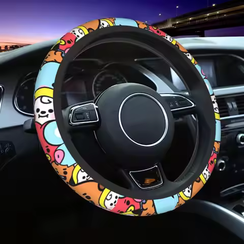Custom 37-38 Car Steering Wheel Covers Korea Kpop Cute Cartoon Elastic Car-styling Suitable Car Acce
