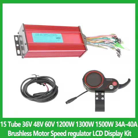 36V 48V 60V 1200W 1300W 1500W Electric Bicycle Scooter 34A-40A Brushless Motor 15 Tube Speed regulat