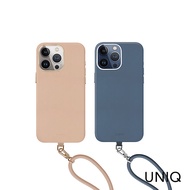 UNIQ iPhone 15 Pro Coehl Muse質感可磁吸棉繩掛繩兩用手機殼藍色