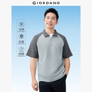 GIORDANO ผู้ชาย  เสื้อโปโล ระบายความร้อนด้วยน้ำแข็ง เสื้อโปโลฤดูร้อน เสื้อโปโลแขนสามส่วนแบบเรกแลน เส