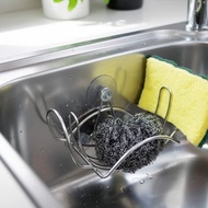 水槽式不鏽鋼菜瓜布架　與鋼刷一併收好　水槽籃