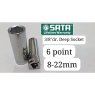 SATA 12401-12415 3/8" DRIVE X 6 POINT DEEP BOX SOCKET 6MM-22MM