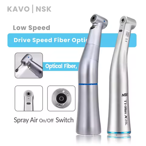 Dentistry LED Optic Fiber Contra Angle Handpiece Fit KAVO E15L E20L E Type Motor NSK Ti-MAX X25L Den