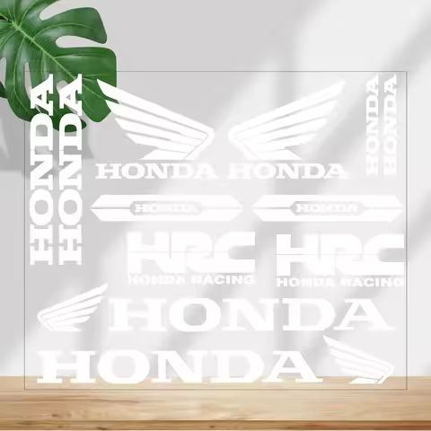 White Honda Racing Sticker HRC Logo Wing Decal