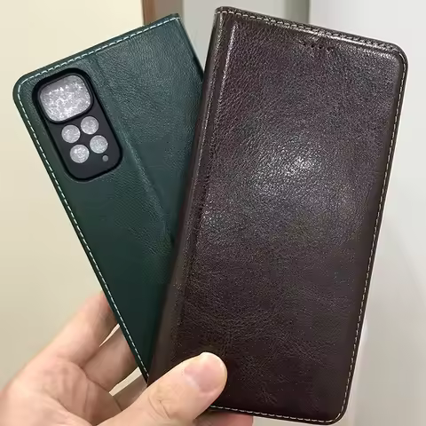 Magnet Genuine Leather Skin Flip Wallet Book Phone Case Cover On For Pocco Poco M4 Pro NFC 4G 5G Glo