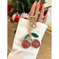 INS new crystal cherry keychain bag charm women s handbag accessory exquisite car keychain comes wit
