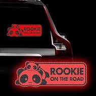 Leniutor Cute Chinese Panda Rookie On The Road Car Sticker High Intensity Reflective New Driver Decal Warning Caution Sign for Bumper Rear Window Auto Stickers 9.21” x 3.3” (red)