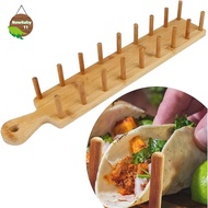 NBBY Bamboo Taco Holders Holds 8 Tacos Each Taco Tray Multi-Use Food Stands Hard Tacos Rack For Kitc