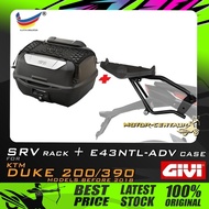 SET KOMBO KOTAK/BOX GIVI E43 E43NTL-ADV TOP CASE + KTM DUKE 200 / 390 SRV SPECIAL RACK