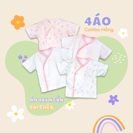 Combo 4 Áo Sơ Sinh Tay Ngắn Cài Lệch MIOMIO - Cho Bé Trai Bé Gái (Từ 0-3M) Vải Cotton