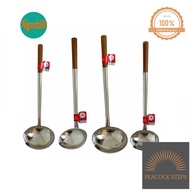 Zebra กระบวย 4 5 5.5 6 นิ้ว ด้ามไม้สัก หัวม้าลาย Peacock Steps