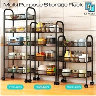 3/4/5 Tiers Multipurpose Trolley Rack Storage Rack Wheel Removable Drain Basket Steel Home Kitchen B