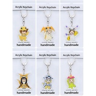 Buy2Send1，Agumon Gabumon Beetlemon Acrylic Keychain Digimon Cute Pendant Decoration