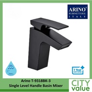 ARINO Premium Black Series Single Level Handle Basin Mixer Tap. Arino T-9318BK. Dimensions: H150mm x